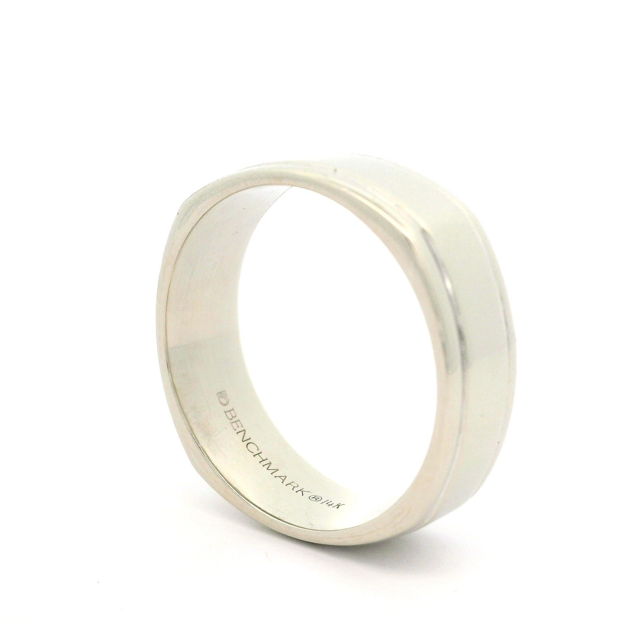 Anillo cuadrado de oro blanco de 14 quilates de 6,8 mm de ancho y acabado pulido sz 10 en venta 6
