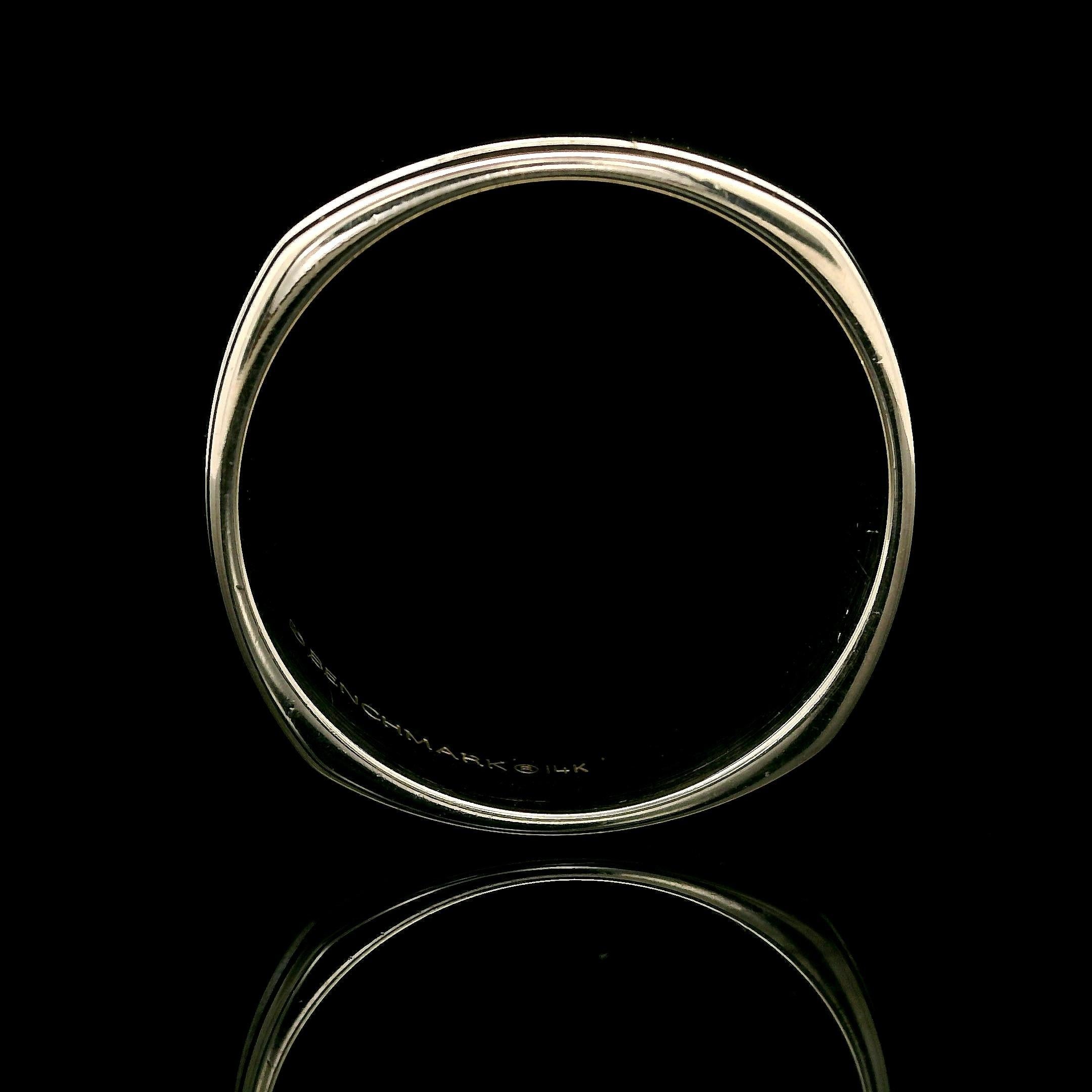 Anillo cuadrado de oro blanco de 14 quilates de 6,8 mm de ancho y acabado pulido sz 10 en venta 1