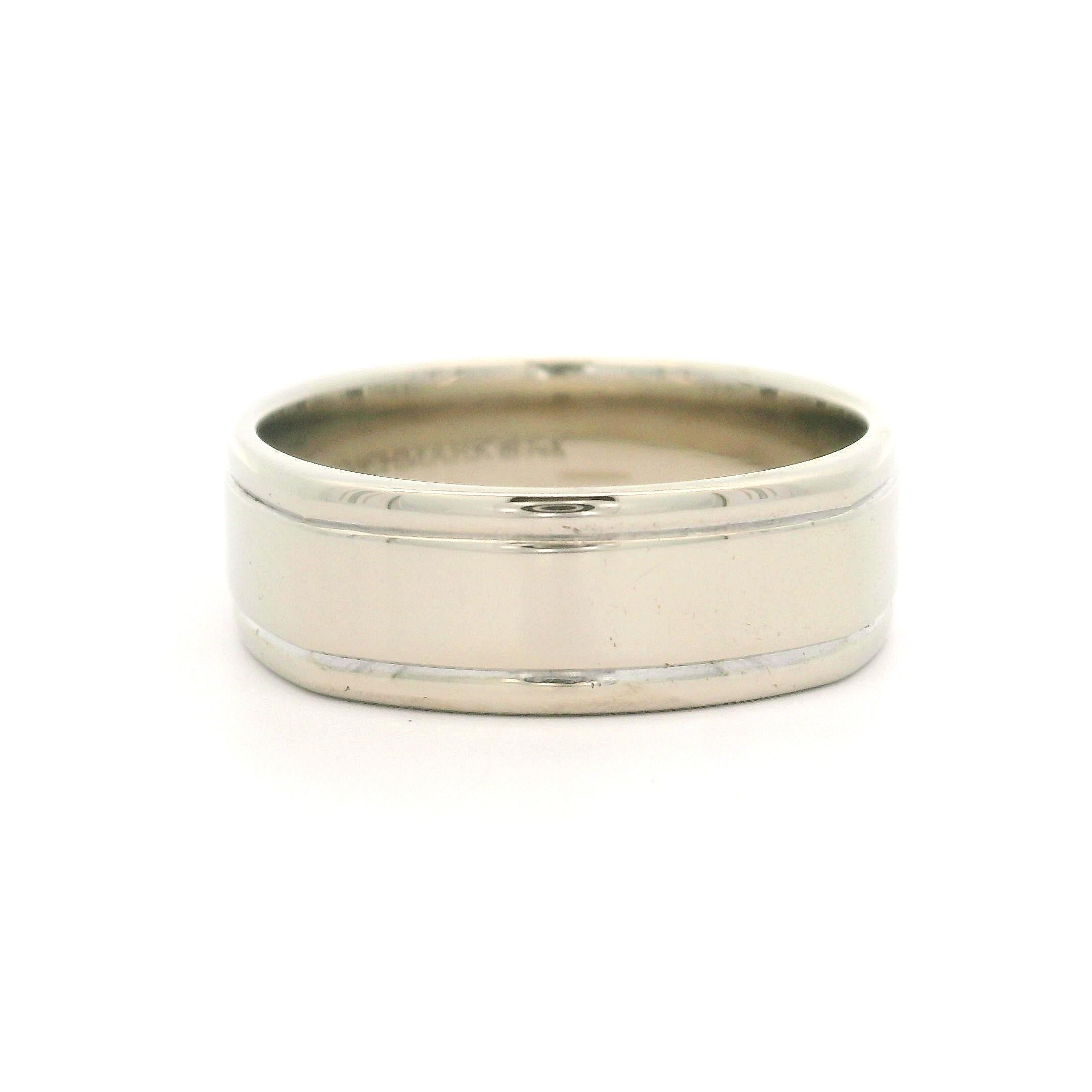 Anillo cuadrado de oro blanco de 14 quilates de 6,8 mm de ancho y acabado pulido sz 10 en venta 3