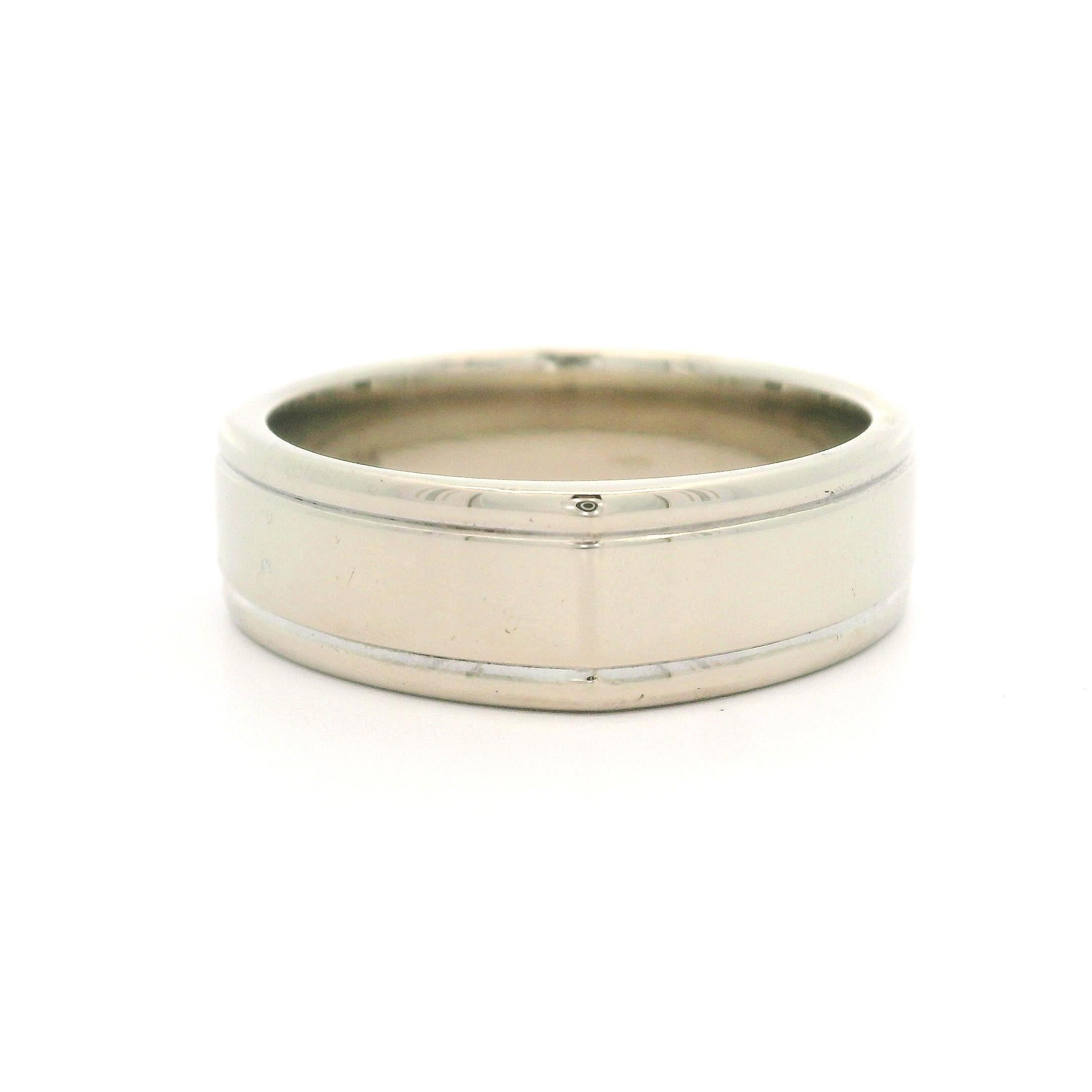Anillo cuadrado de oro blanco de 14 quilates de 6,8 mm de ancho y acabado pulido sz 10 en venta 4