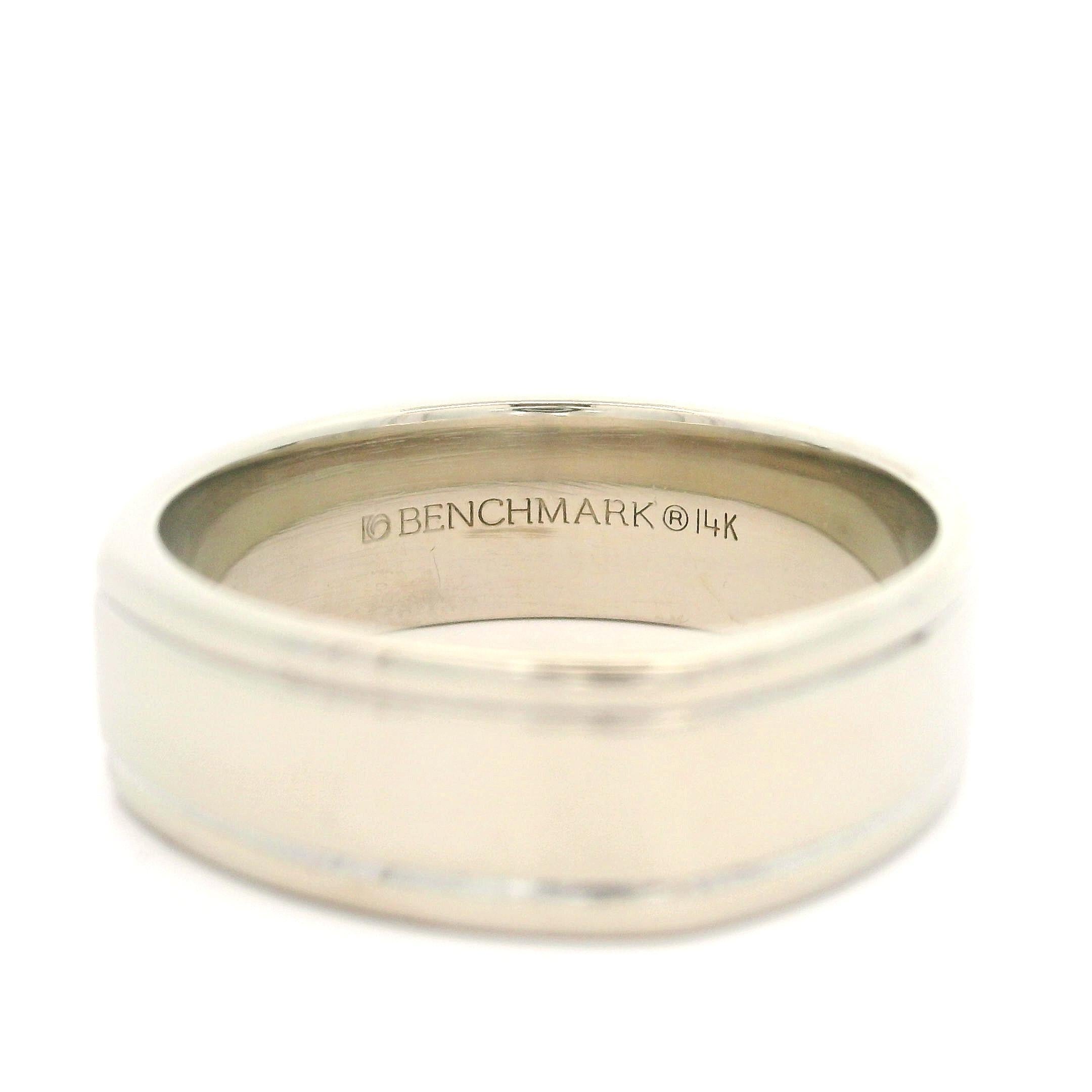 Anillo cuadrado de oro blanco de 14 quilates de 6,8 mm de ancho y acabado pulido sz 10 en venta 5