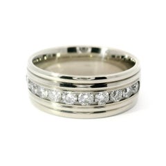 Benchmark 14K White Gold Mens Estate Wedding Band Ring