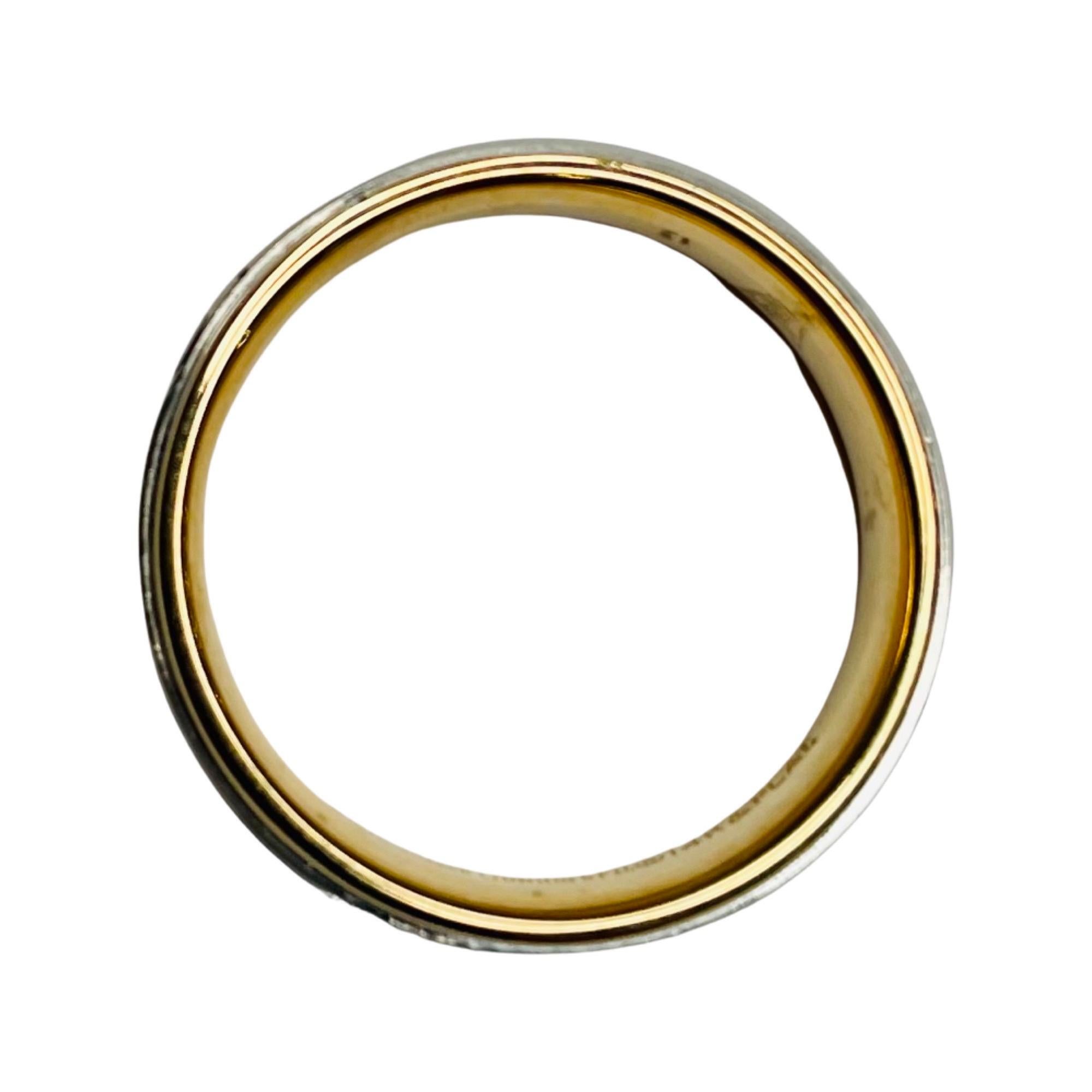 Anneau de mariage en or jaune 14 carats et platine marque de fabrique Unisexe en vente