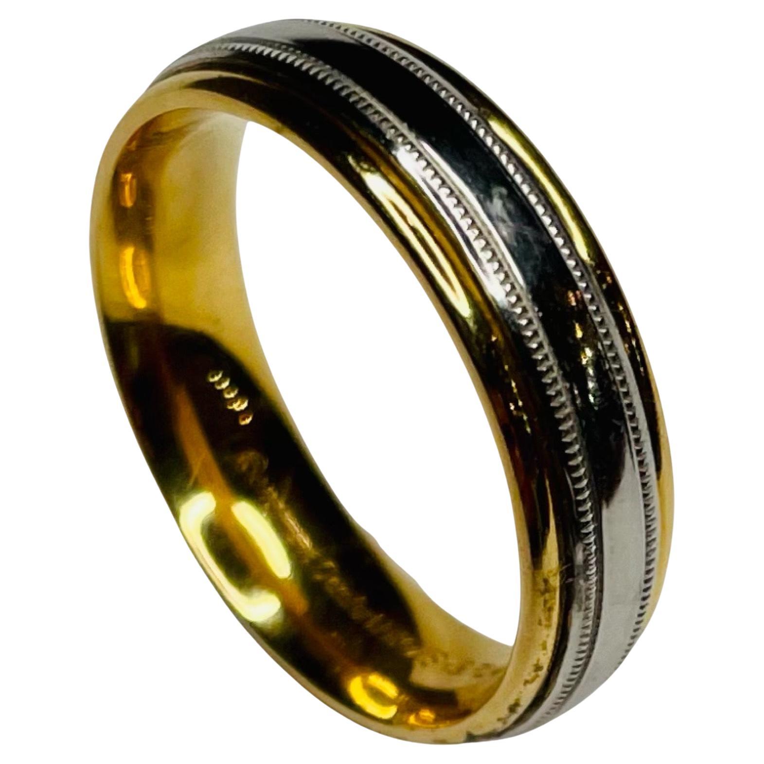 Benchmark Platinum and 18K Yellow Gold Comfort Fit Wedding Band