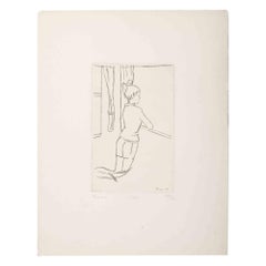 Girl at the Window - Original Etching by Benn - 1987