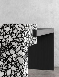 BEND CONSOLE - Modern Eboney Oak and Palladio Moro Stone