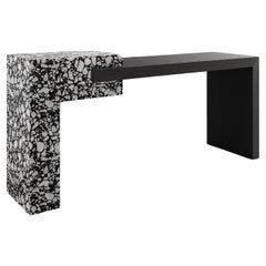 BEND CONSOLE - Modern Eboney Oak and Palladio Moro Stone