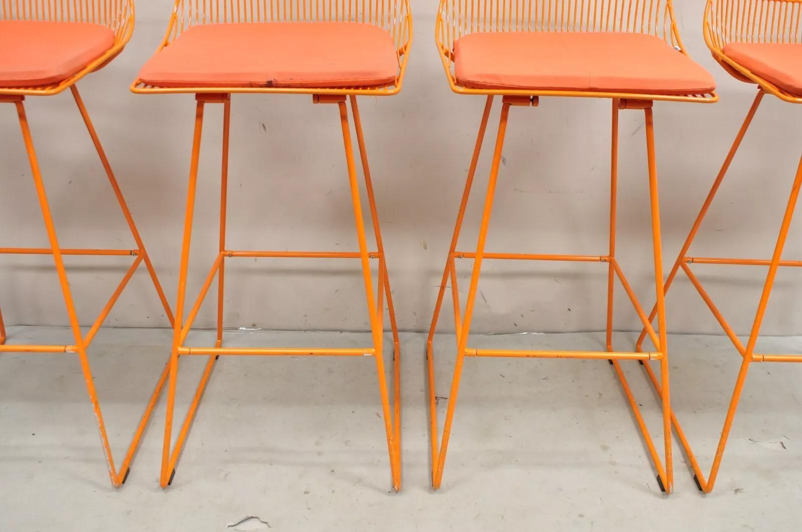 Bend Goods Orange Lucy Stools Wire Metal Frame Barstool from NFL - Set of 4 For Sale 5