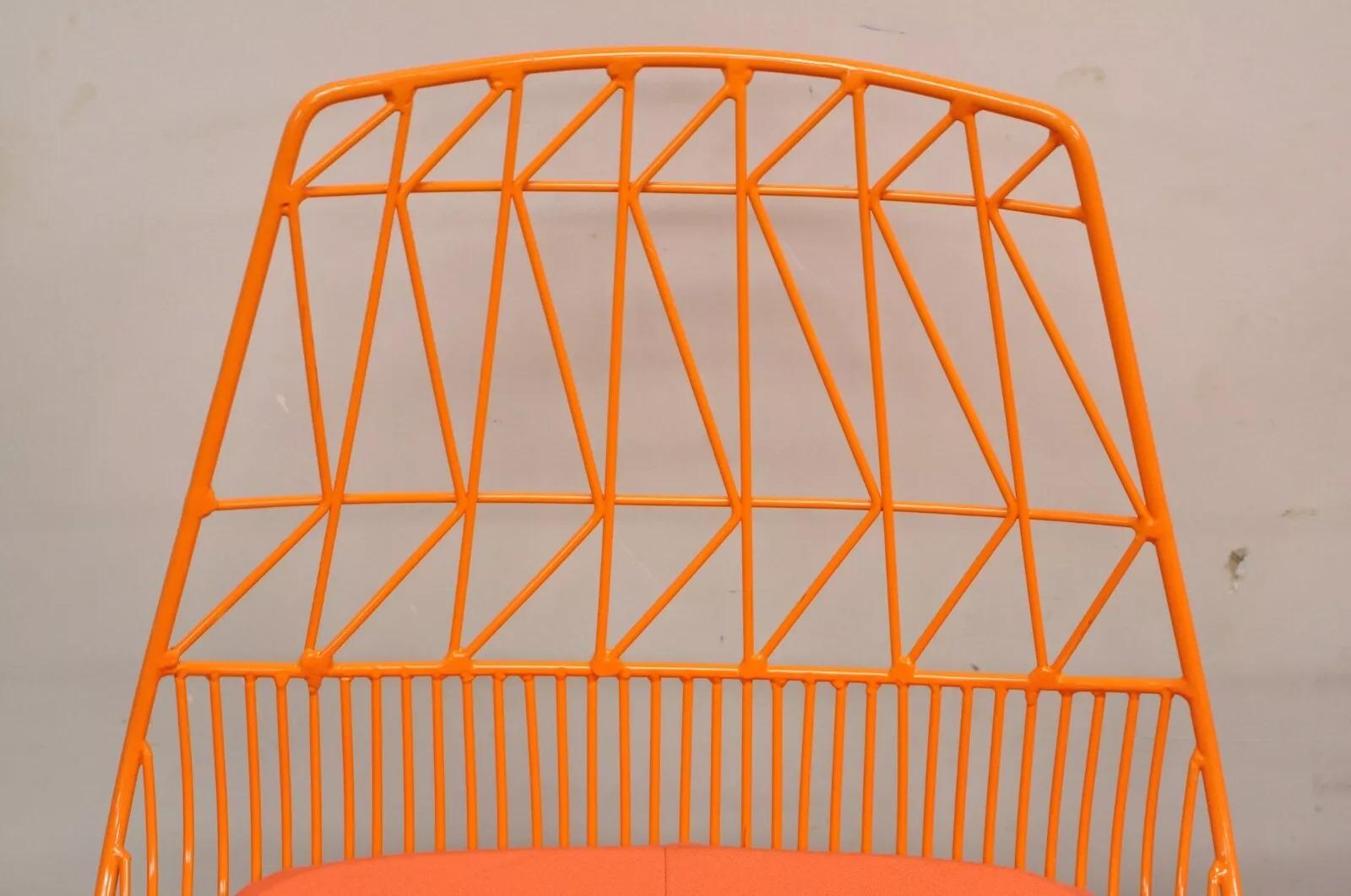Unknown Bend Goods Orange Lucy Stools Wire Metal Frame Barstool from NFL - Set of 4 For Sale
