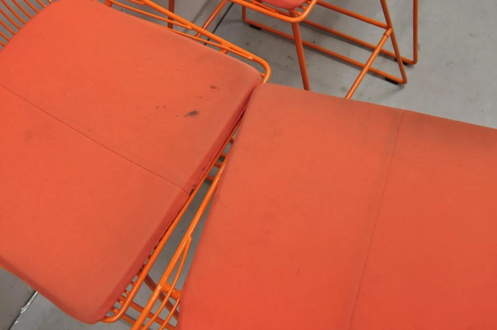 Bend Goods Orange Lucy Stools Wire Metal Frame Barstool from NFL - Set of 4 For Sale 1