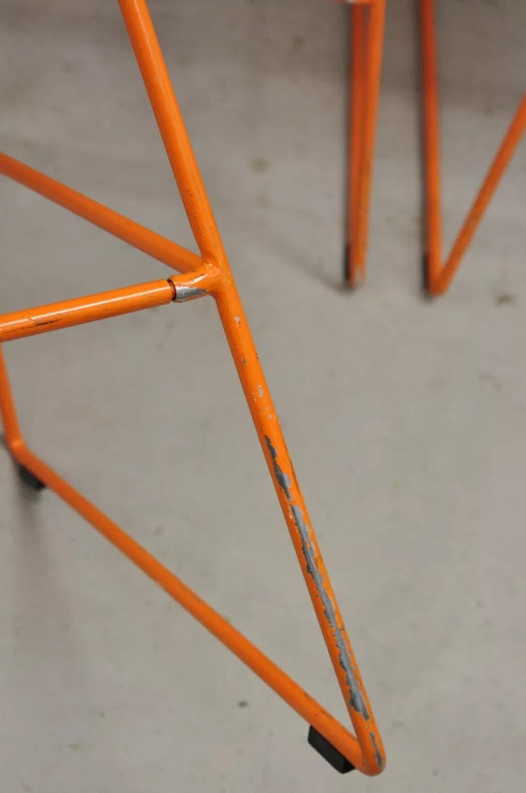 Bend Goods Orange Lucy Stools Wire Metal Frame Barstool from NFL - Set of 4 For Sale 2