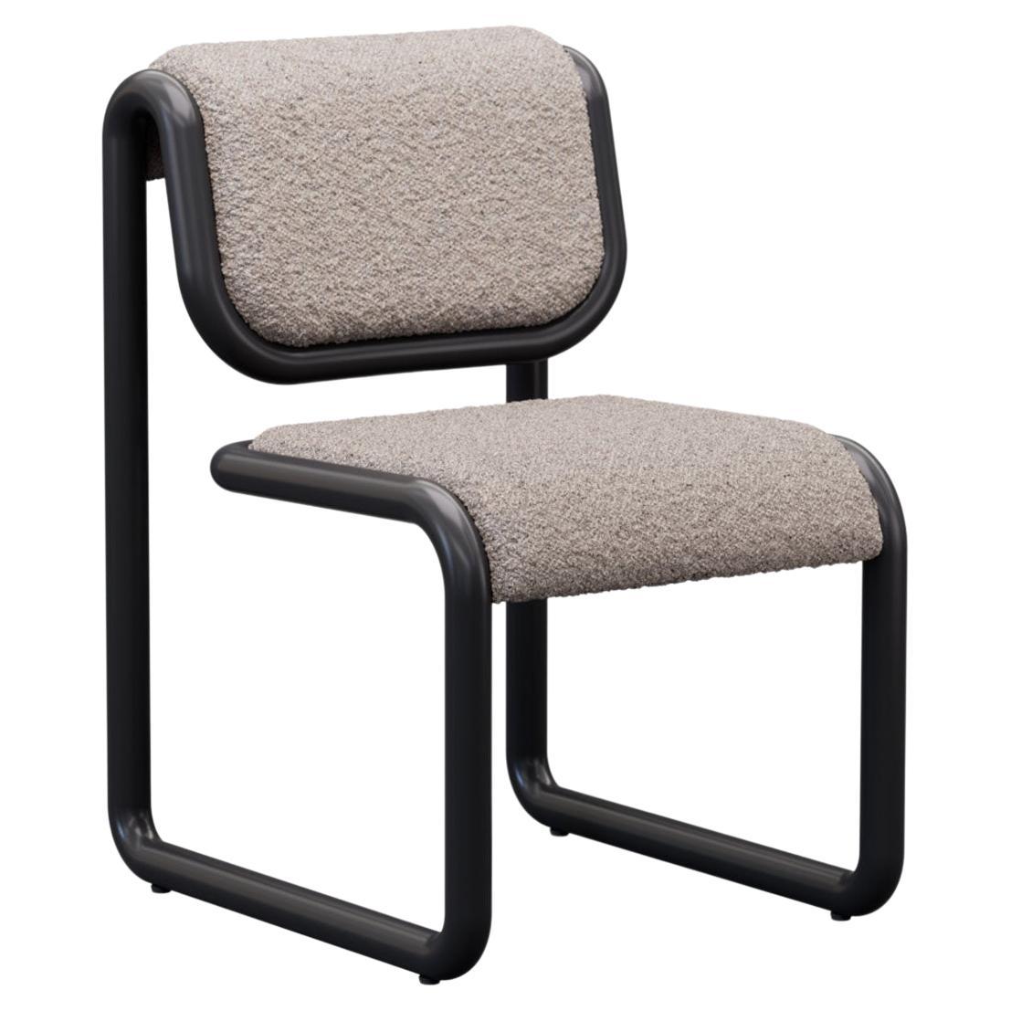 Bend Goods Tube Collection -- Dining Chair in Black with Grey Boucle