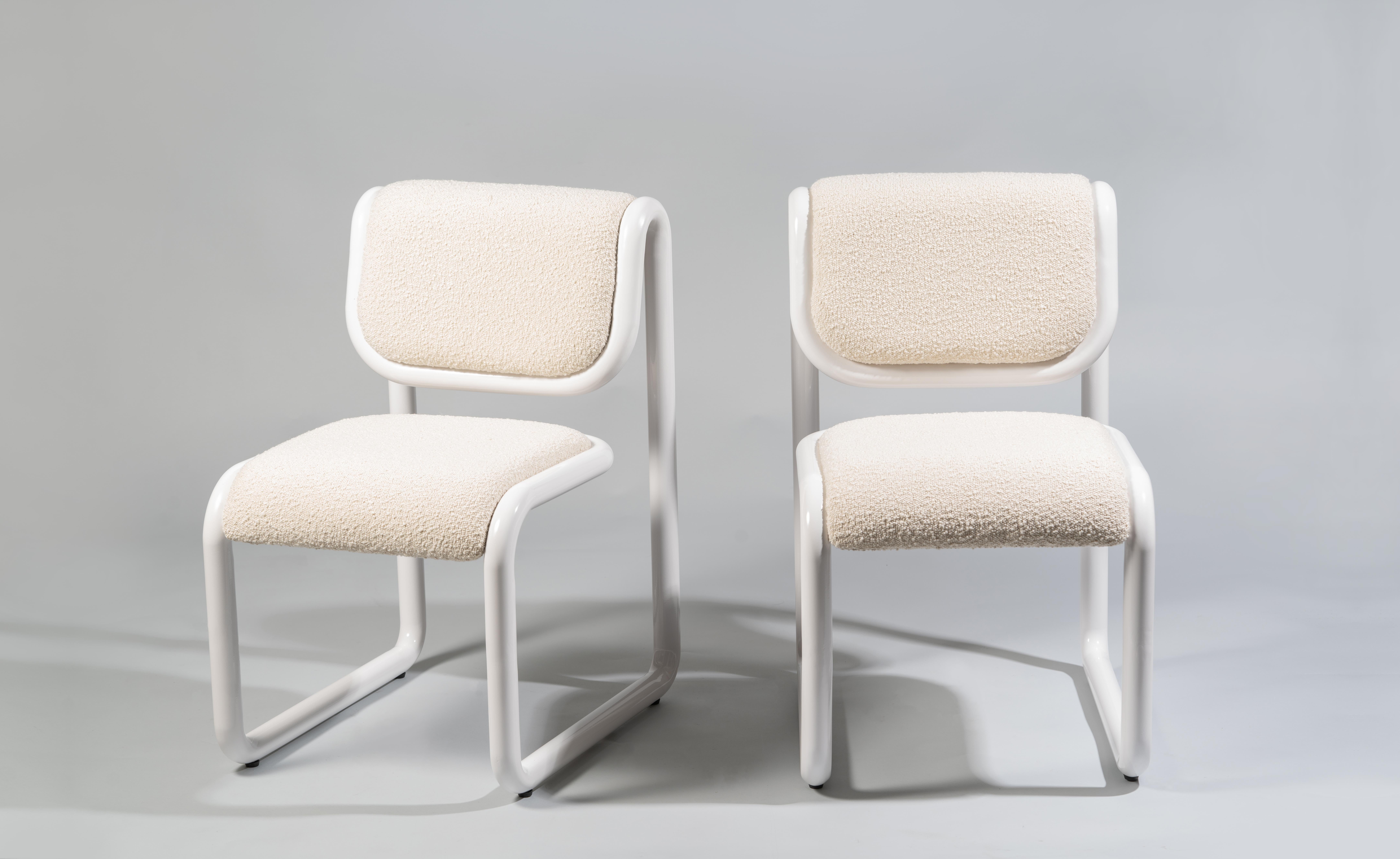 Bend Goods Tube Collection -- Dining Chair in Tan with Vegan Leather For Sale 4