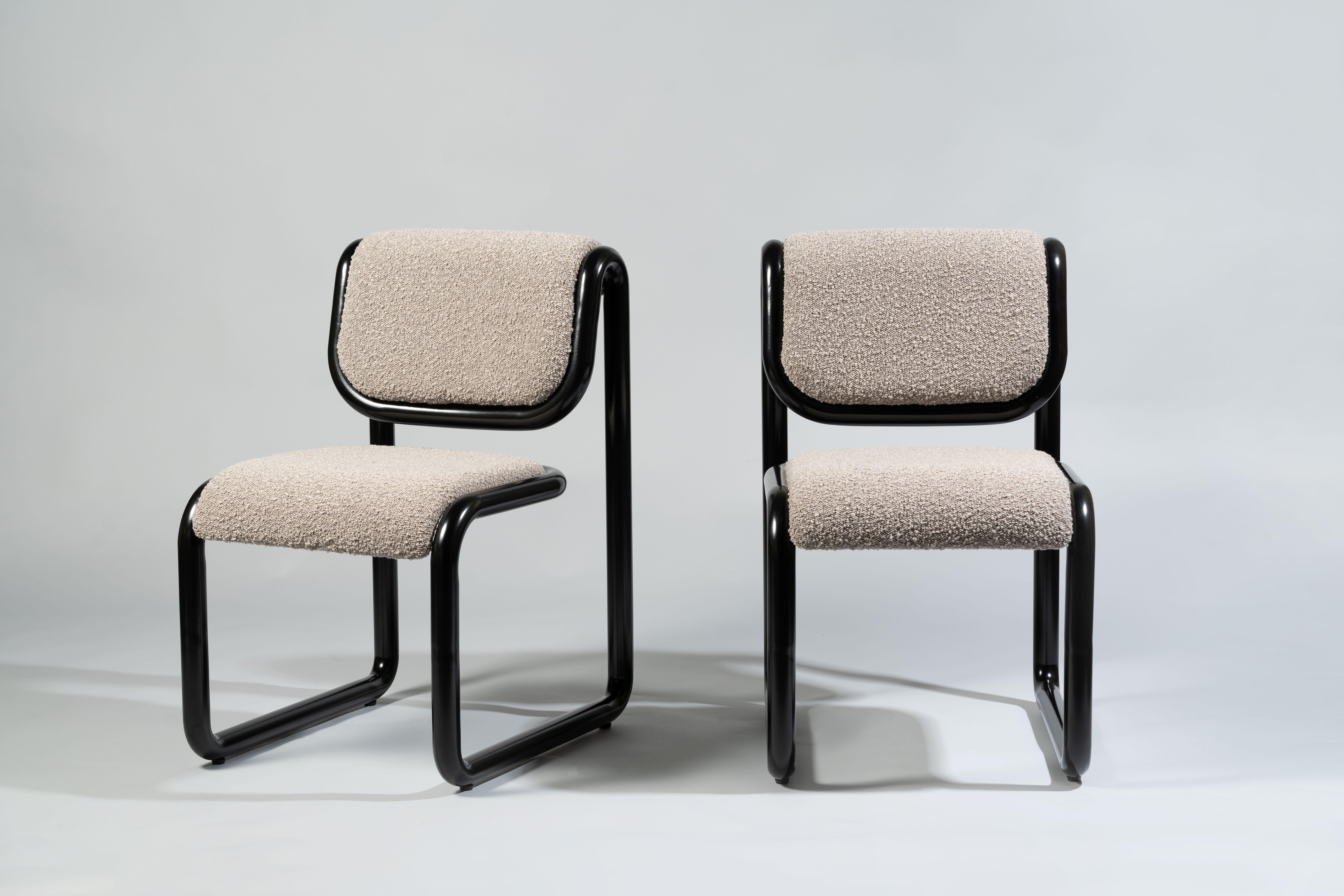 Bend Goods Tube Collection -- Dining Chair in Tan with Vegan Leather For Sale 9