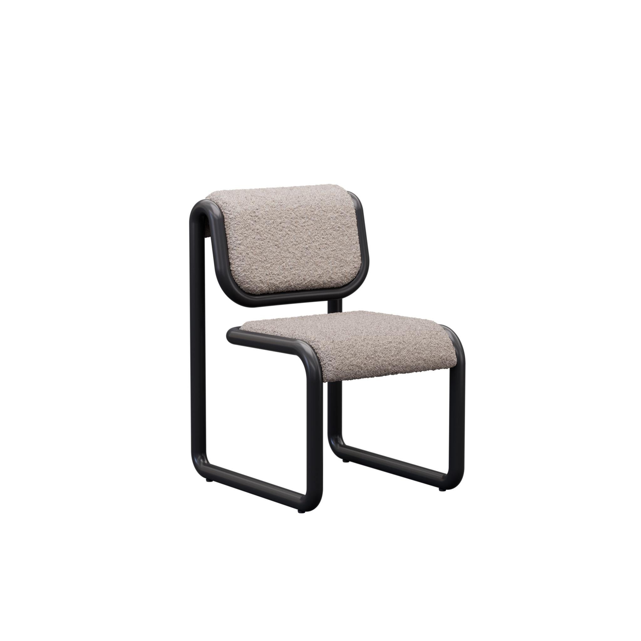 Powder-Coated Bend Goods Tube Collection -- Dining Chair in Tan with Wood For Sale