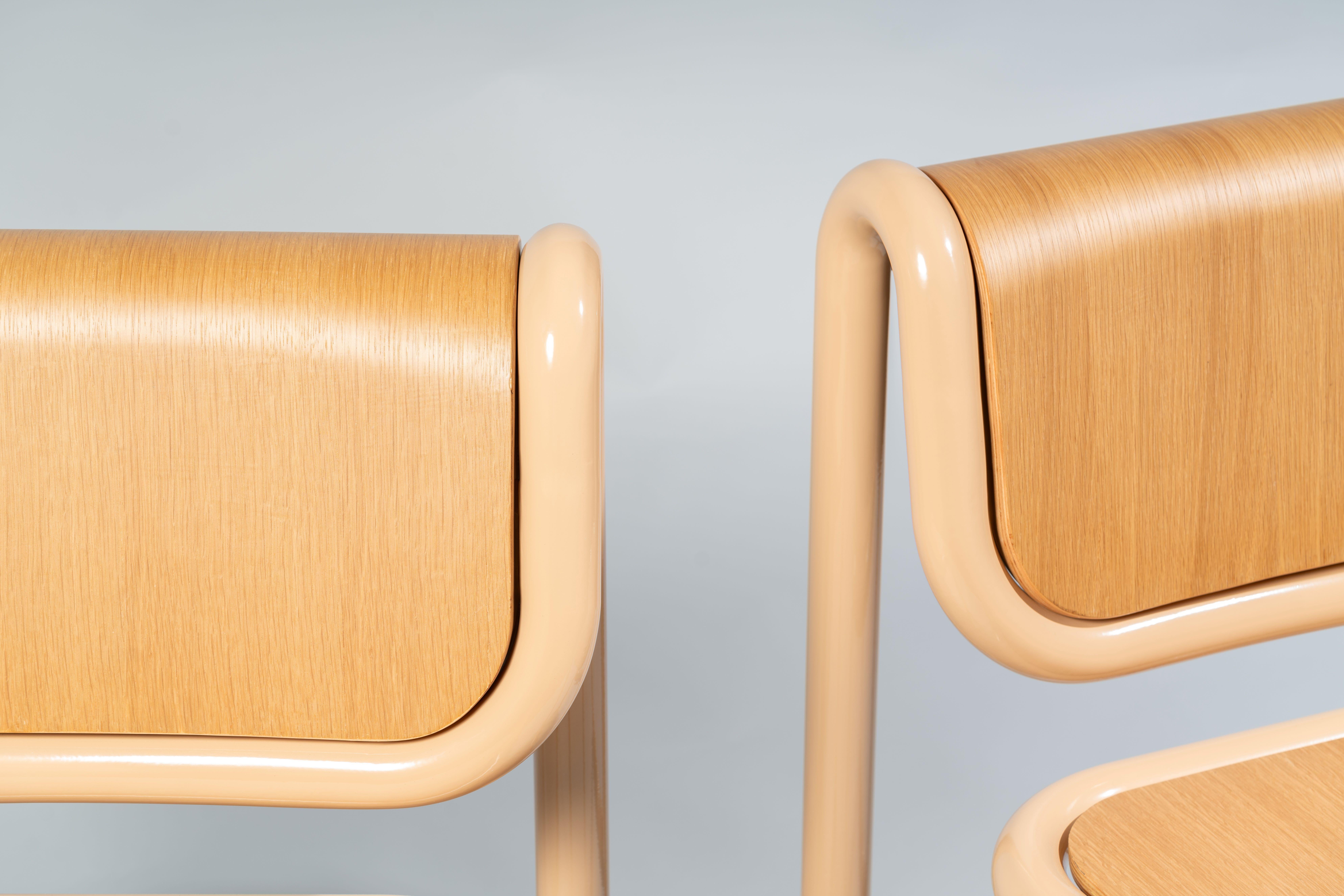 Contemporary Bend Goods Tube Collection -- Dining Chair in Tan with Wood For Sale