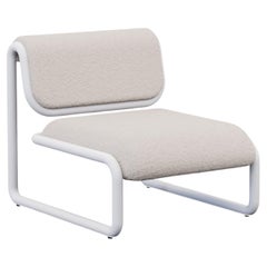 Bend Goods Tube Collection -- Lounge Chair in White with Cream Boucle