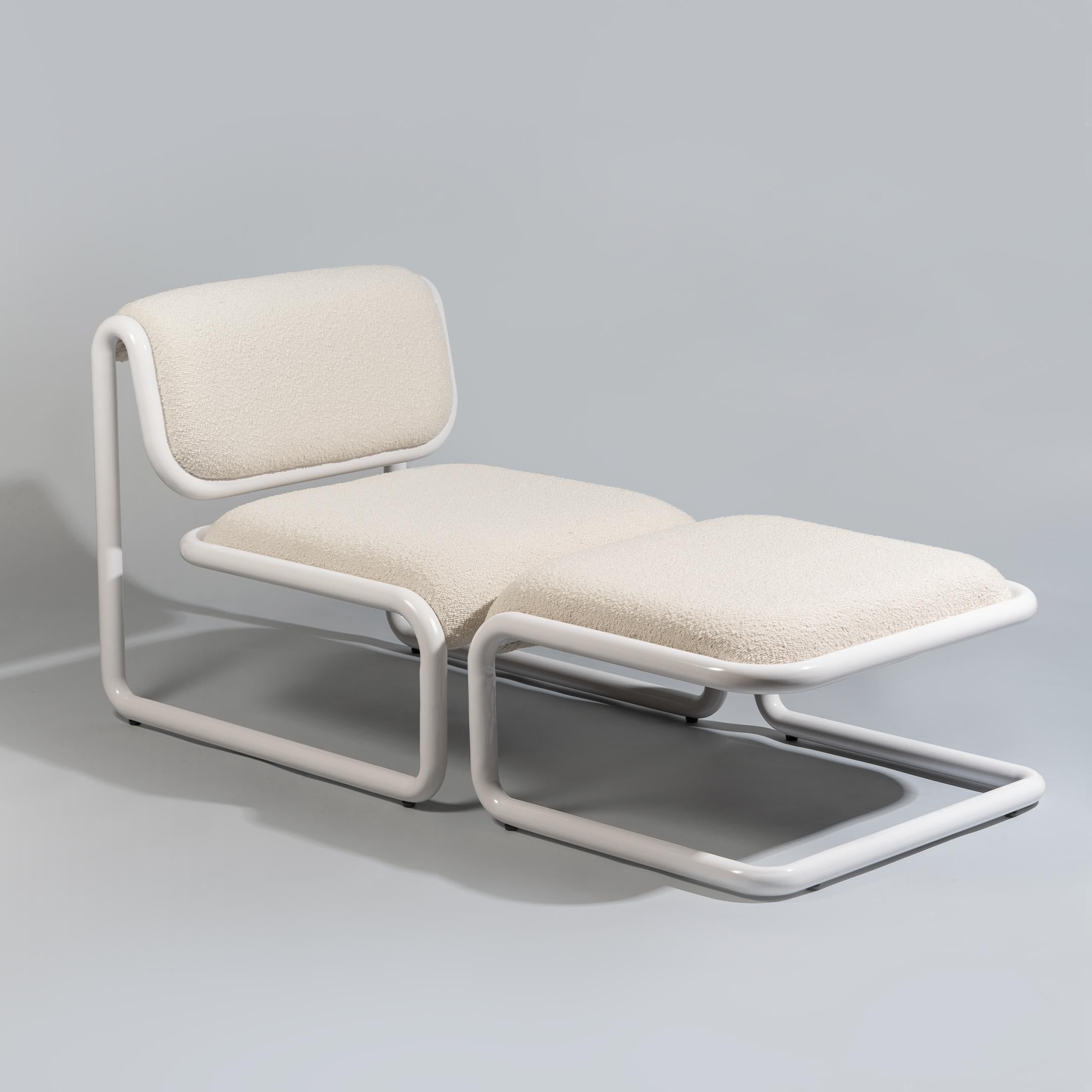Contemporary Bend Goods Tube Collection -- Ottoman in Tan with Vegan Leather For Sale