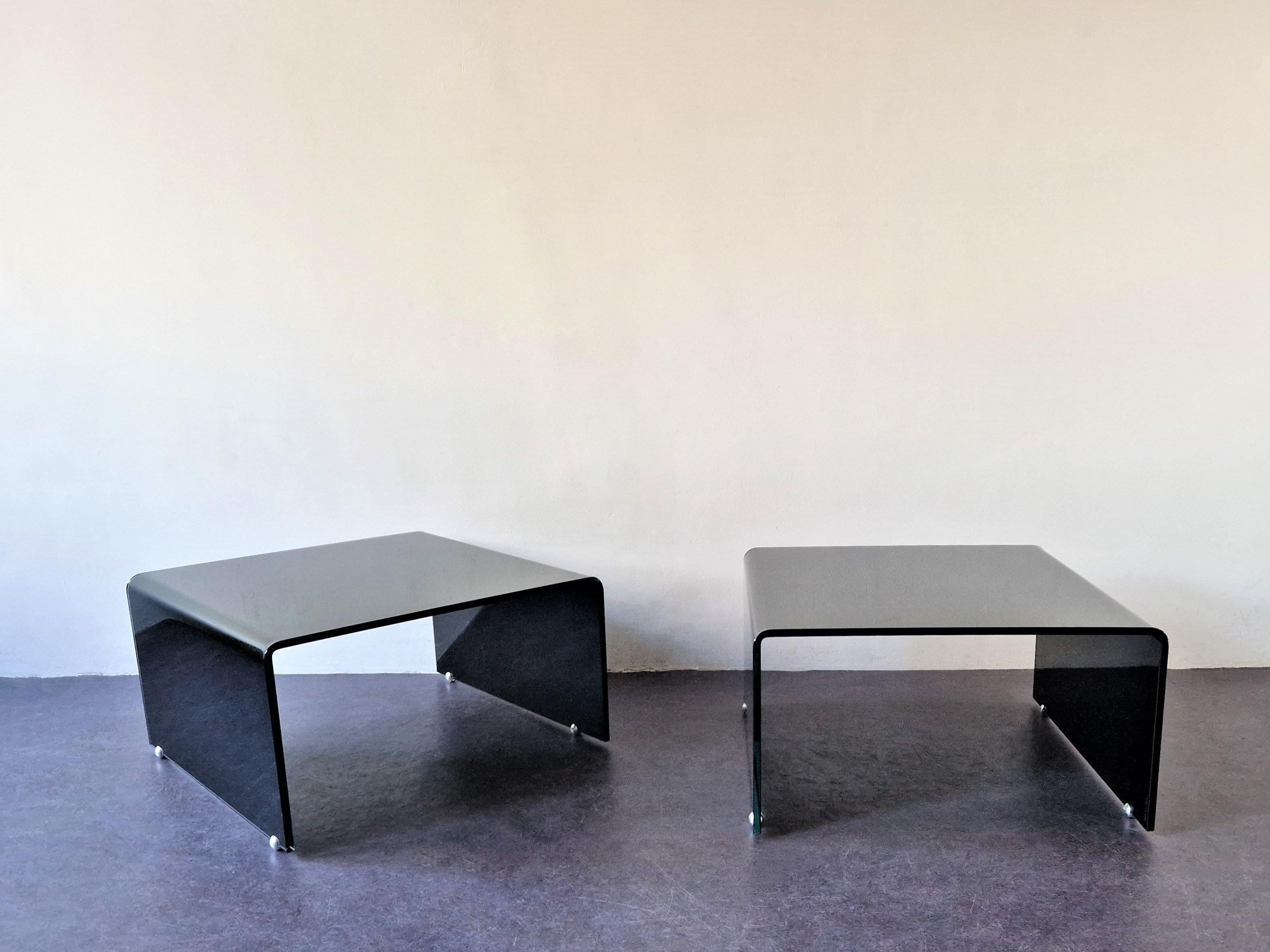 Bended Black Glass Coffee Table, 2 Available For Sale 1