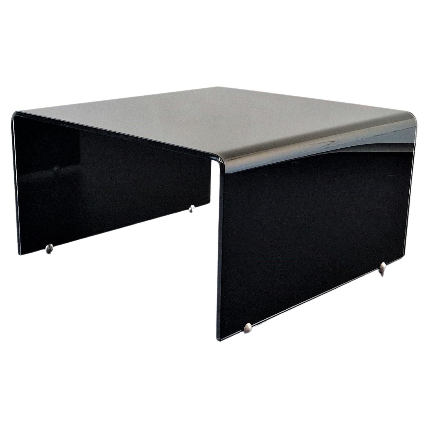 Bended Black Glass Coffee Table, 2 Available For Sale