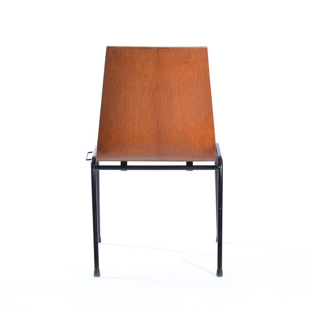 Bended Teak Plywood Stacking Chairs on Metal Construction, Germany, 1960s For Sale 3