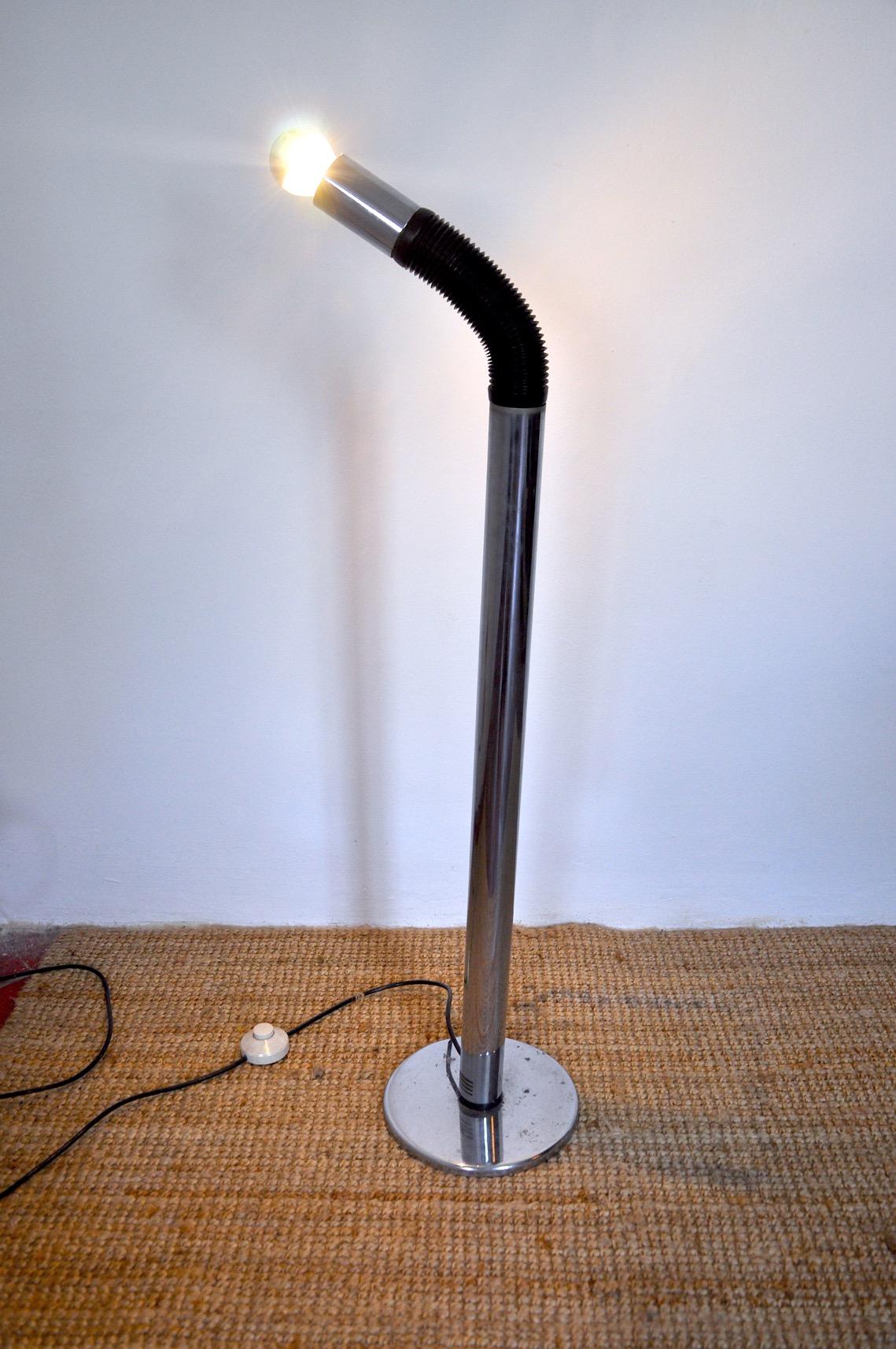Metal Bendi Floor Lamp by E. Bellini for Targetti Sankey, 1970, Italy For Sale