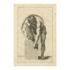 Bending Male Nude Study after de Lairesse German Drawing Manual, c1745 Bending Male Nude Study after de Lairesse German Drawing Manual, c1745