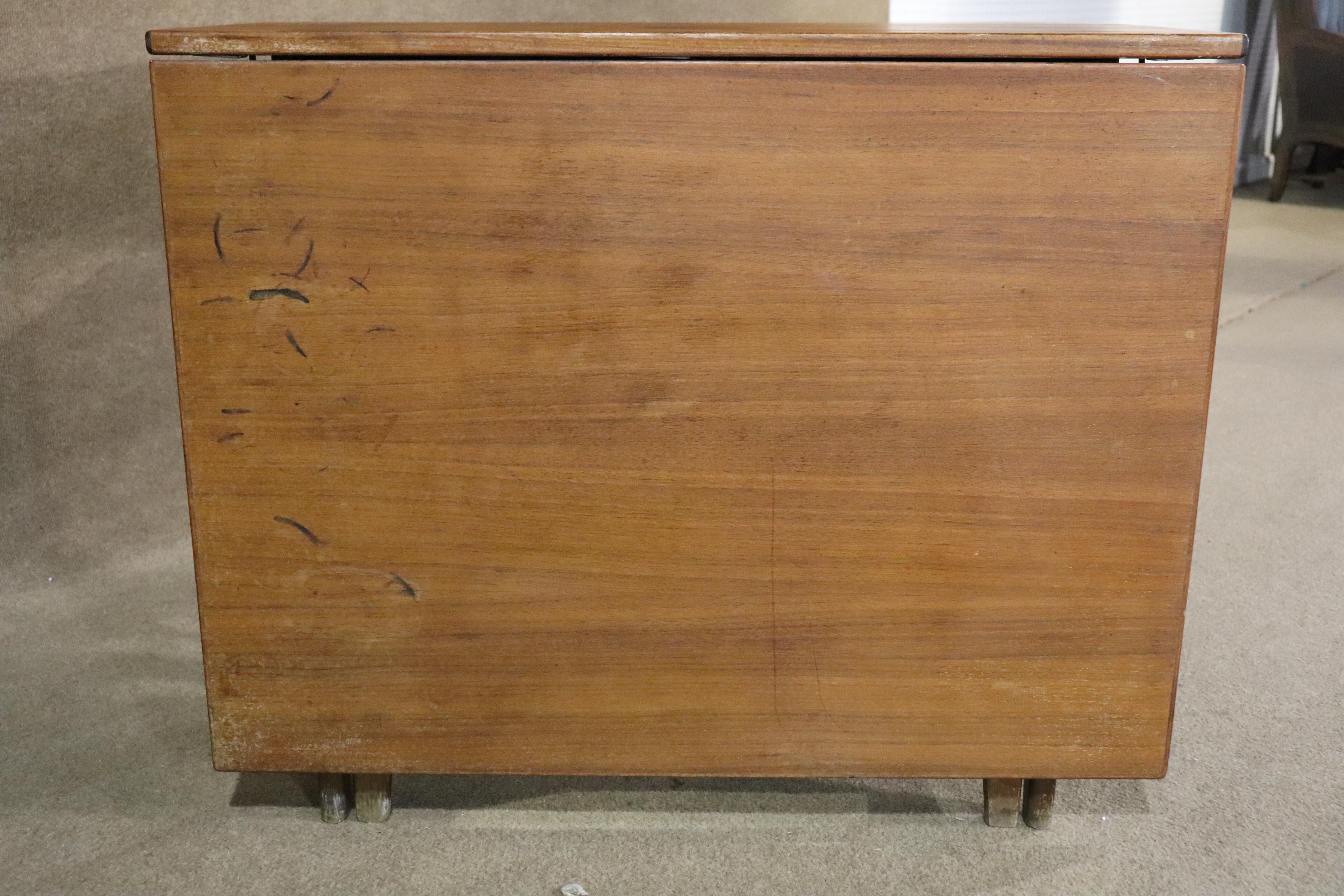 Teak Bendt Winge Designed Drop Leaf Dining Table For Sale