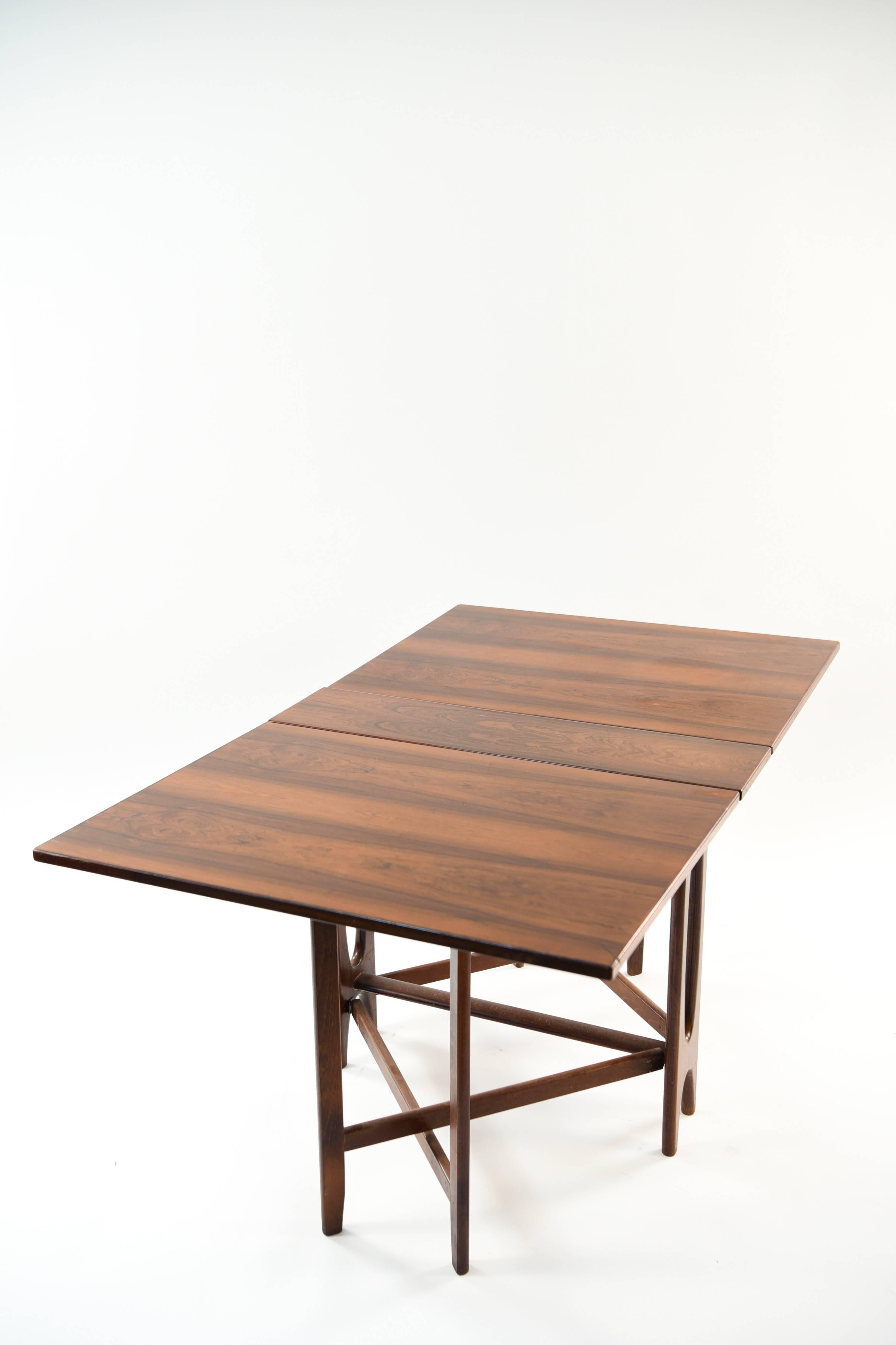 Norwegian Bendt Winge Drop-Leaf Rosewood Table, circa 1960