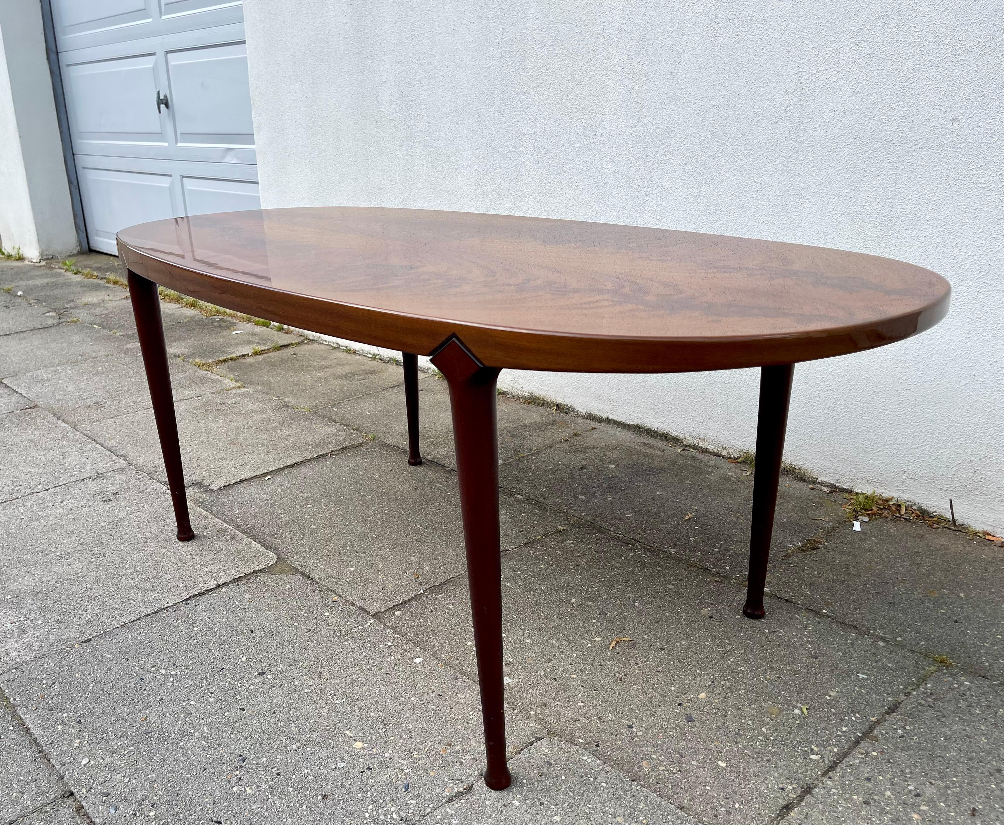Bendt Winge Elliptical Walnut Coffee Table in Persian Walnut, 1950s For Sale 3