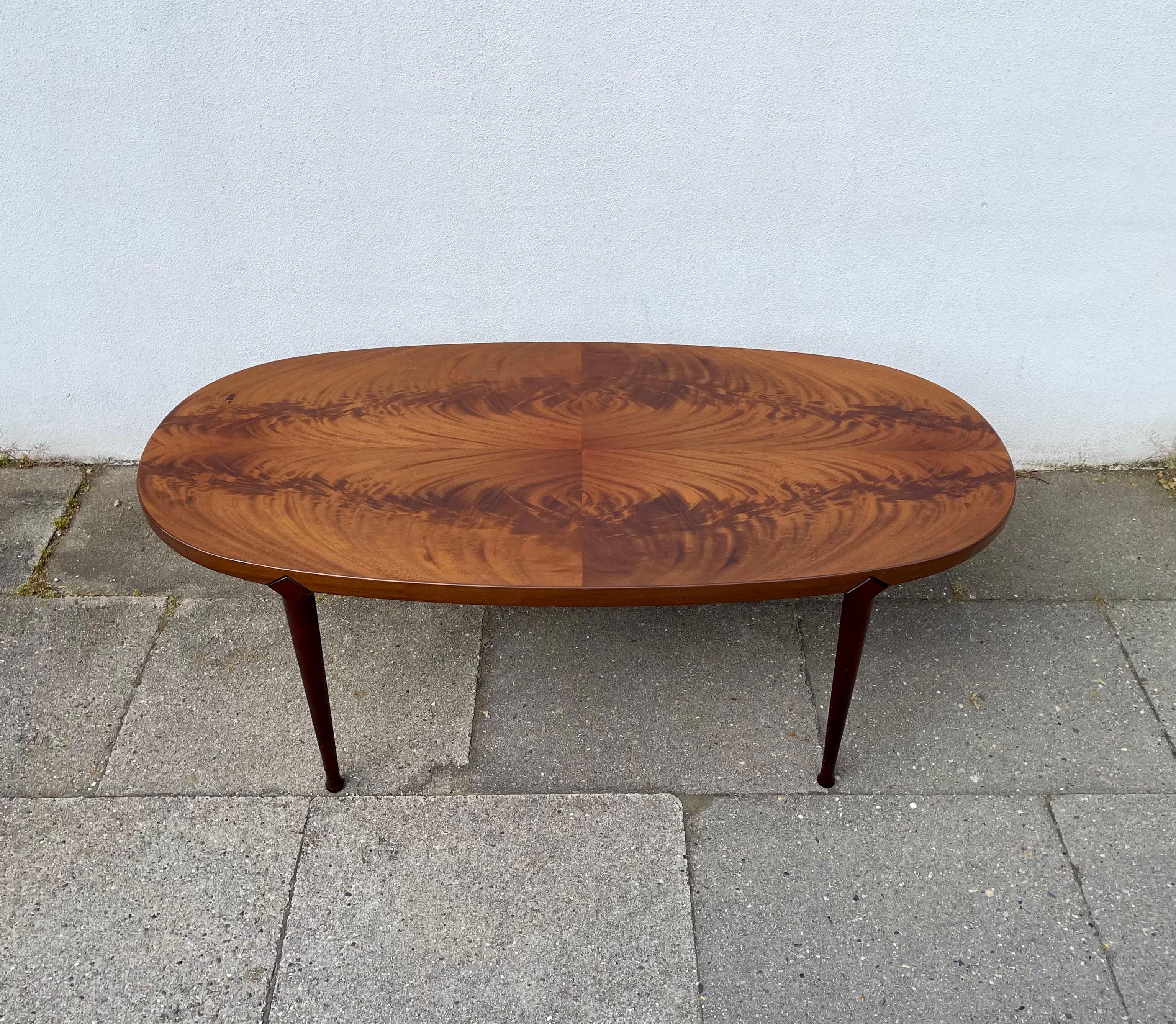 Mid-Century Modern Bendt Winge Elliptical Walnut Coffee Table in Persian Walnut, 1950s For Sale