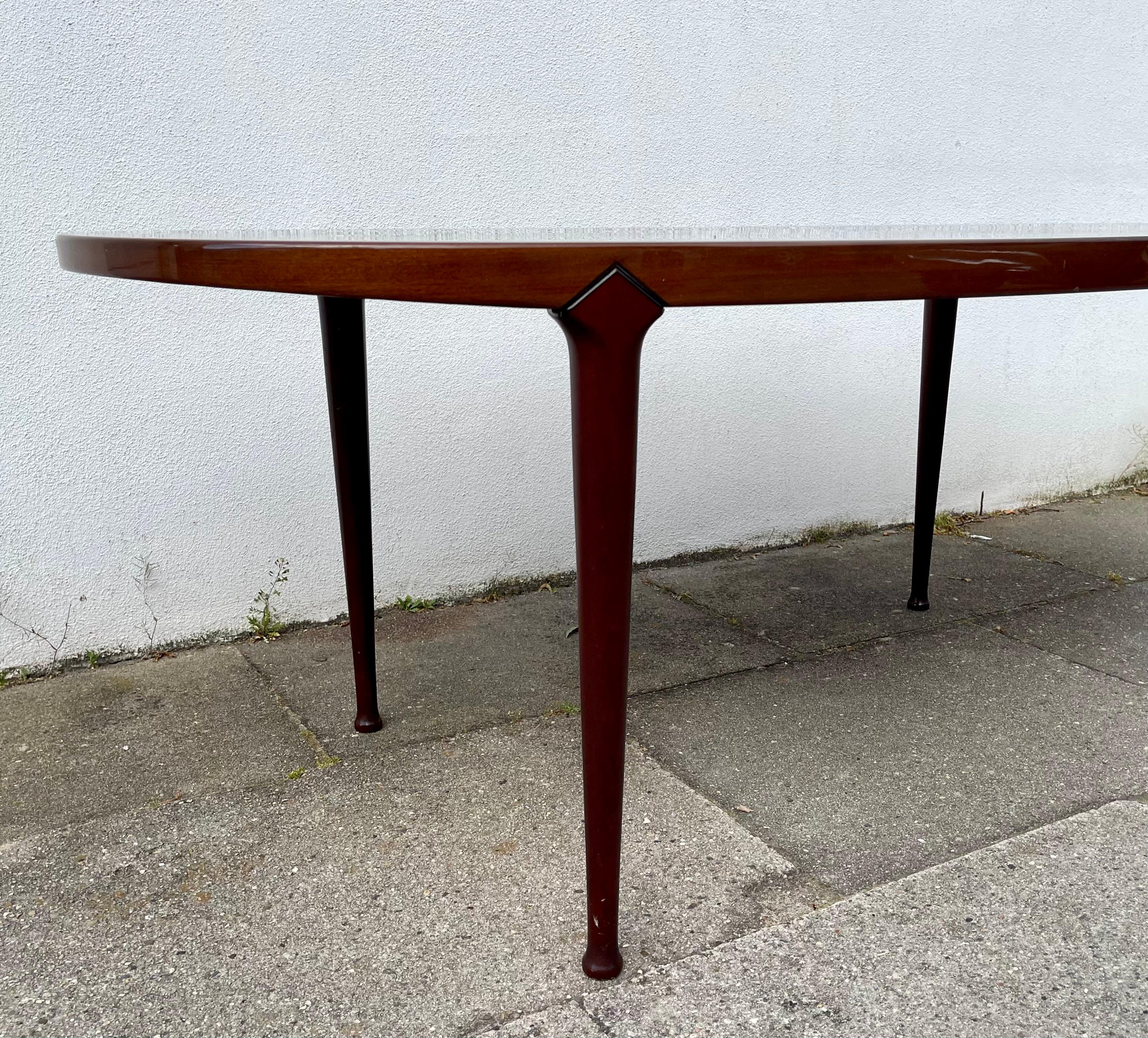 Bendt Winge Elliptical Walnut Coffee Table in Persian Walnut, 1950s For Sale 1
