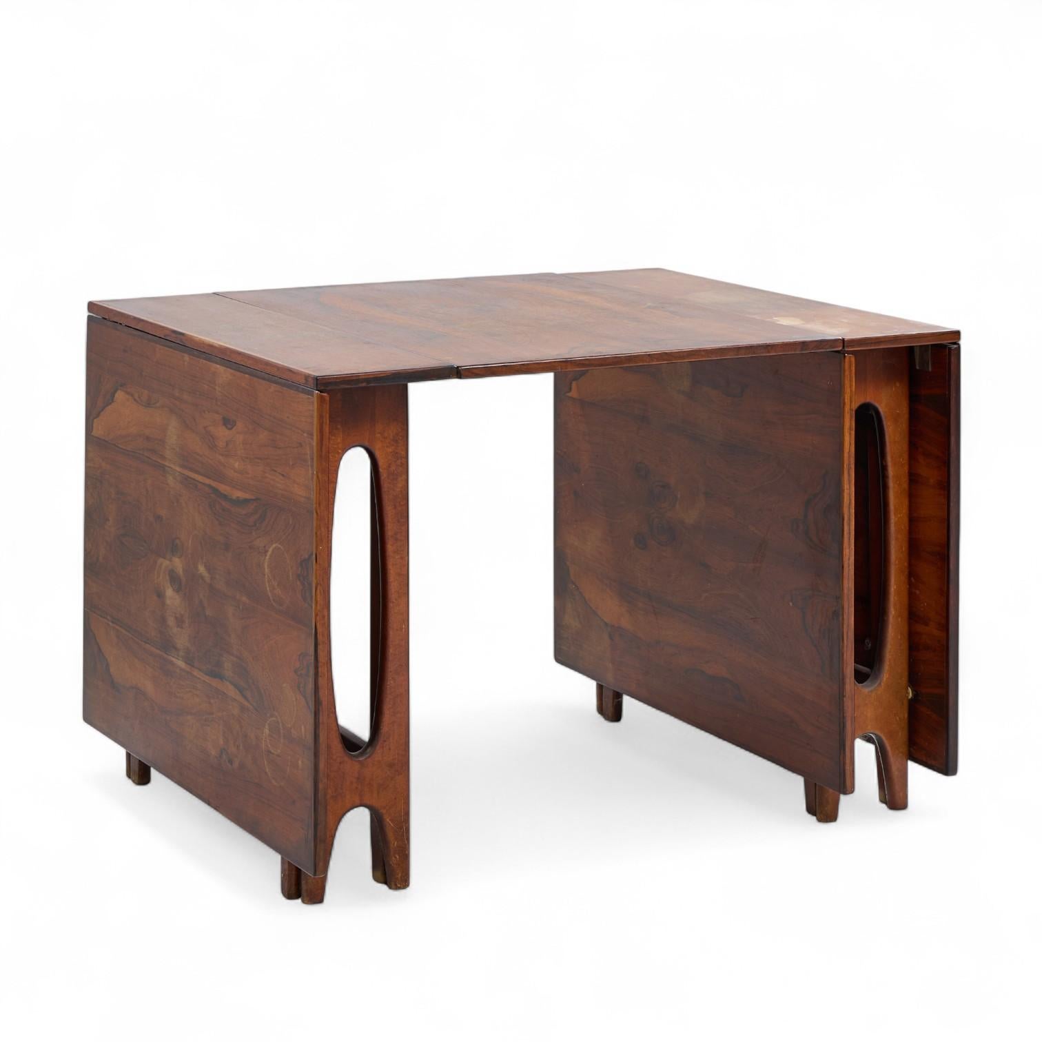 Bendt Winge Micentury Norwegian Rosewood Drop-Leaf Rosewood Dining Table - Pair In Good Condition For Sale In Franklin Park, IL