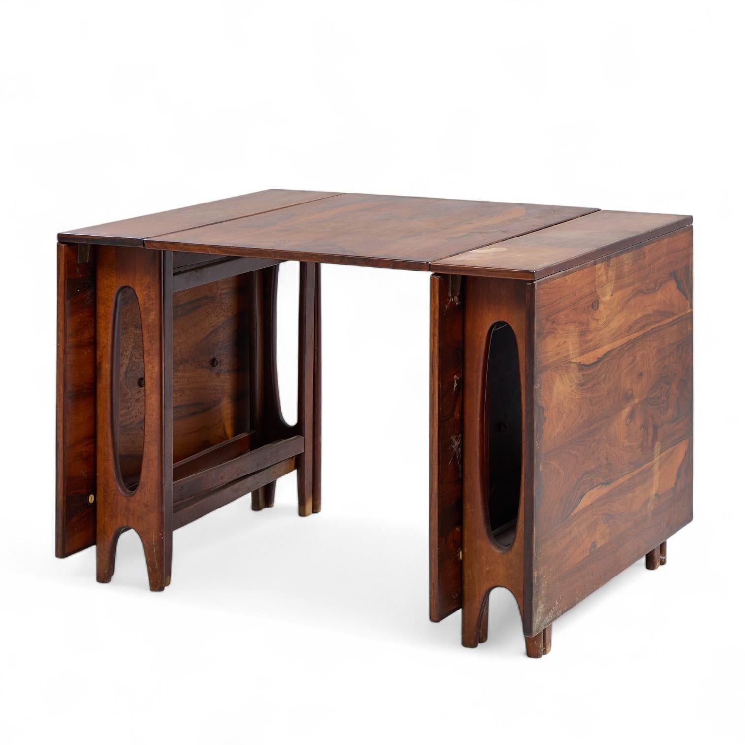 Bendt Winge Micentury Norwegian Rosewood Drop-Leaf Rosewood Dining Table - Pair For Sale 1