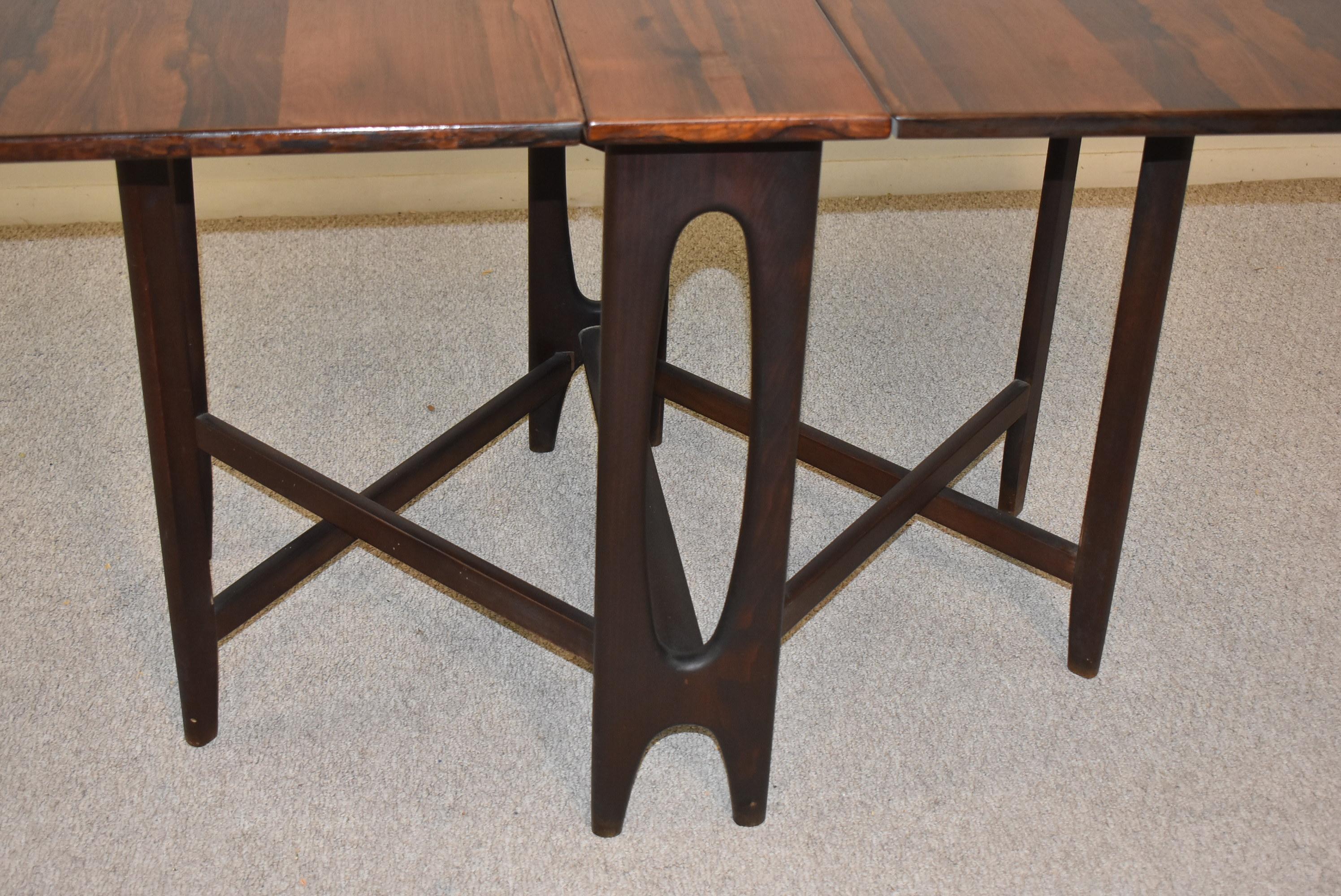 Mid-Century Modern Bendt Winge Rosewood Folding Drop Leaf Gate Leg Table