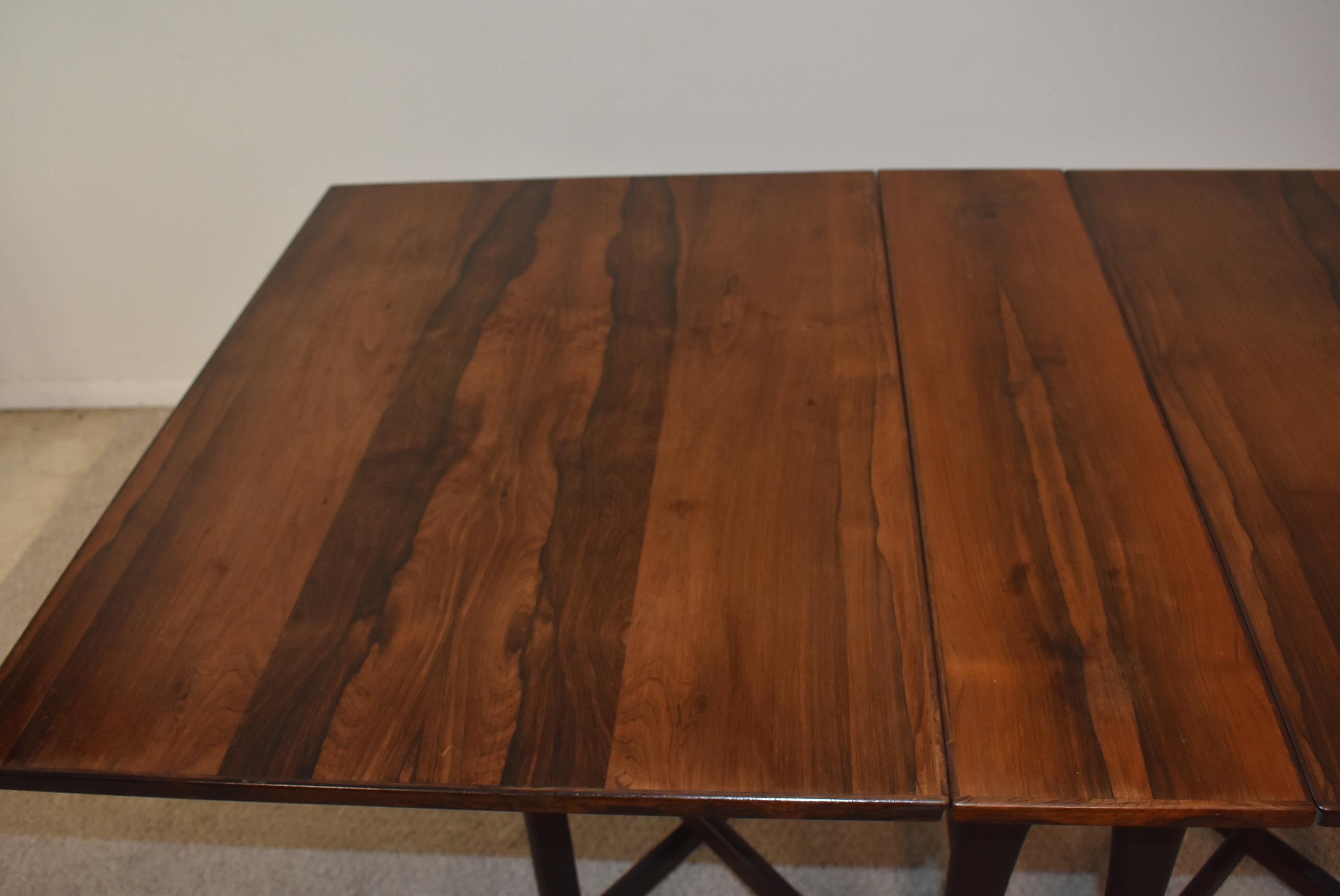 Norwegian Bendt Winge Rosewood Folding Drop Leaf Gate Leg Table