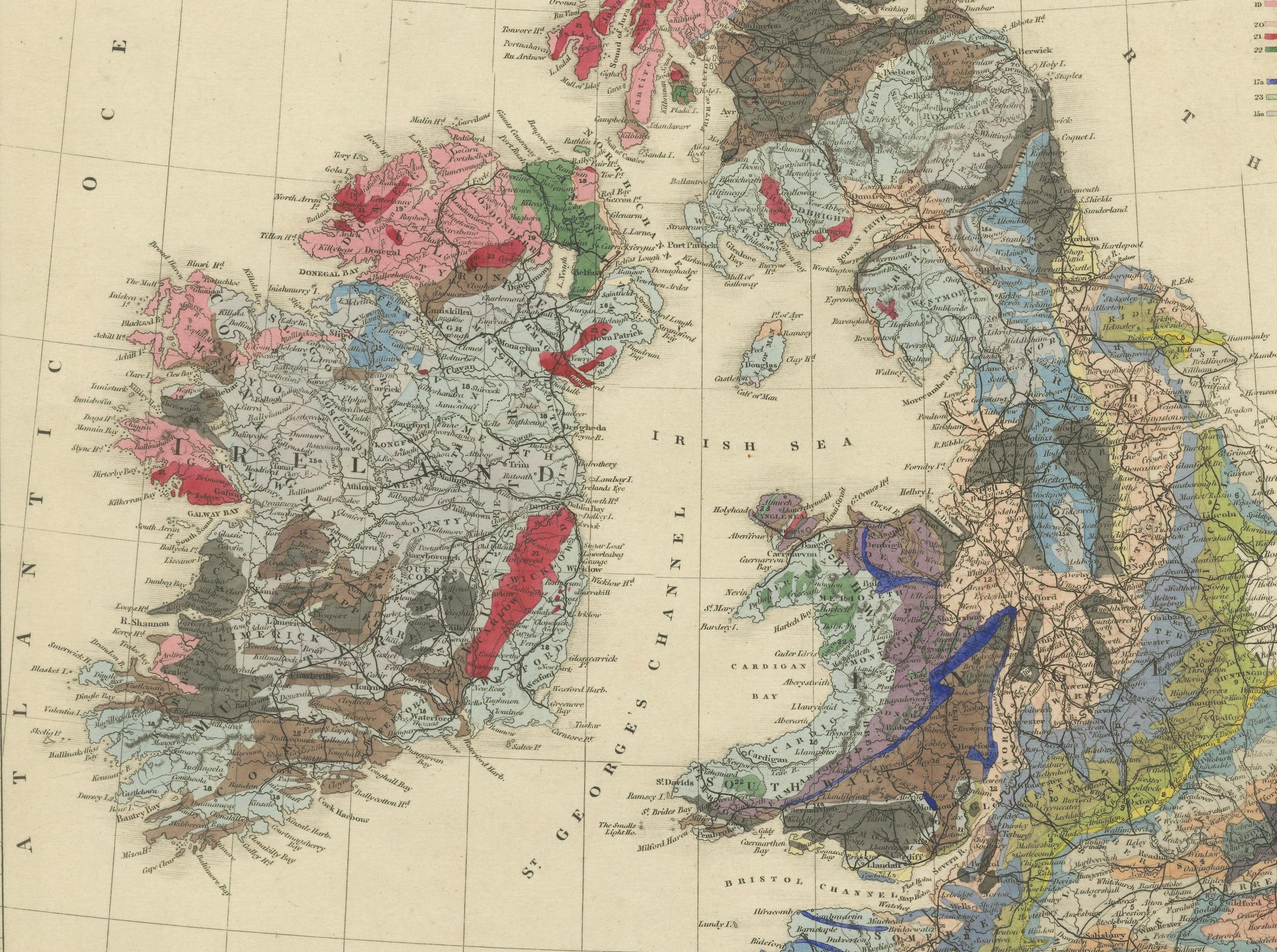 Unter der Oberfläche: James Wylds geologische Karte der britischen Inseln von 1844 (Mittleres 19. Jahrhundert) im Angebot