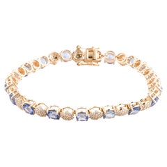 14K Sapphire & Diamond Tennis Bracelet - Elegant Sparkle, Timeless Glamour