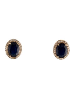 14K Sapphire & Diamond Stud Earrings - Elegant Gemstone Jewelry Timeless Sparkle