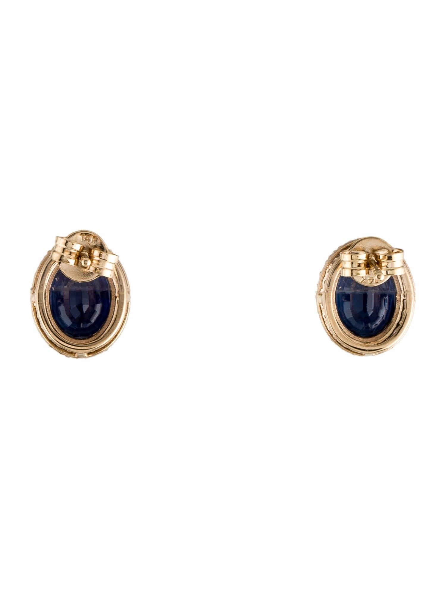 Brilliant Cut 14K Sapphire & Diamond Stud Earrings - Elegant Gemstone Jewelry Timeless Sparkle For Sale