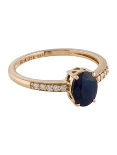 Luxurious 14K Sapphire & Diamond Cocktail Ring - Size 9 - Fine Statement Jewelry