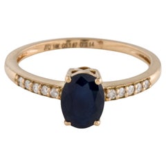 Luxurious 14K Sapphire & Diamond Cocktail Ring - Size 9 - Fine Statement Jewelry