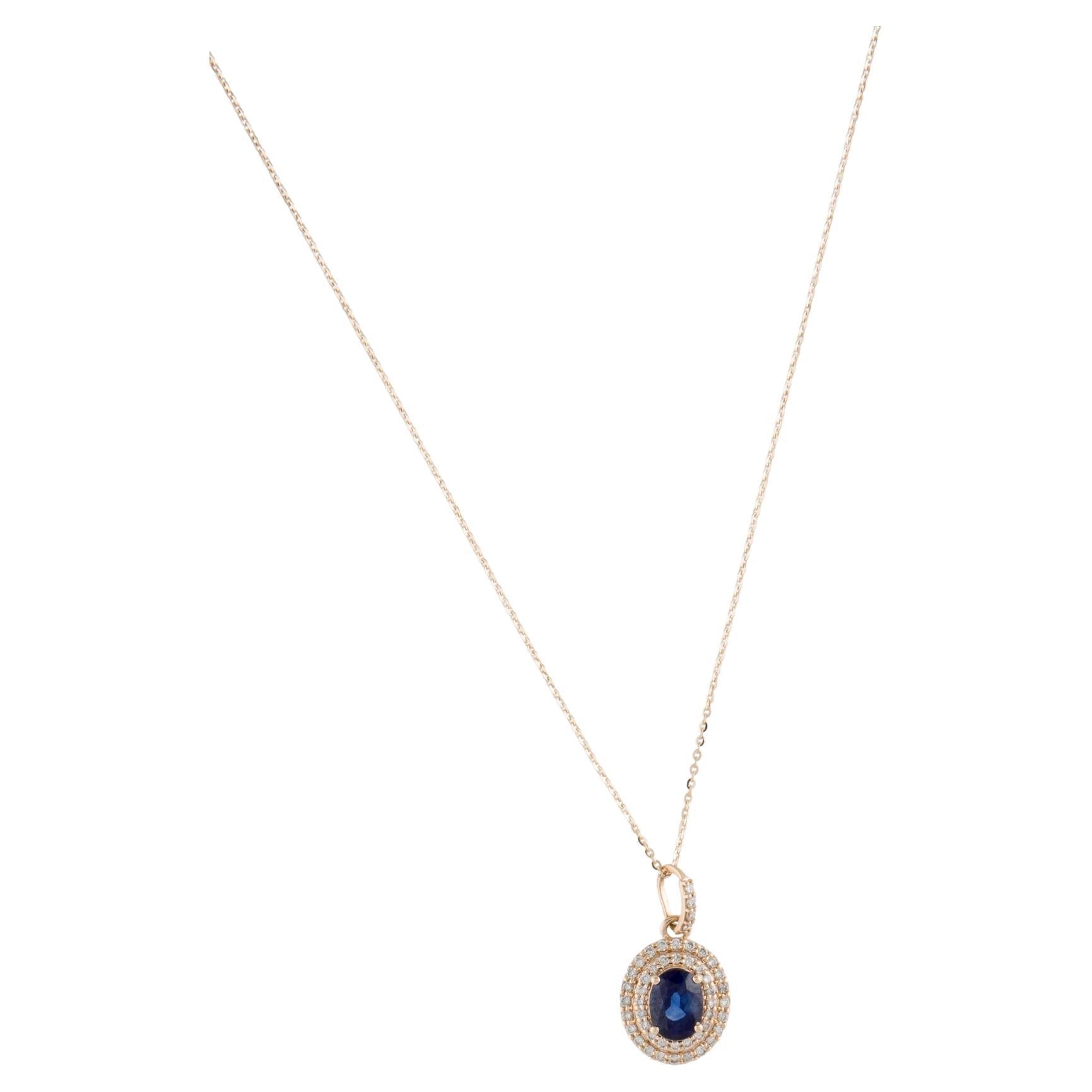 14K 1.43ct Sapphire & Diamond Pendant Necklace: Elegant Luxury Statement Jewelry For Sale