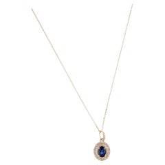 14K 1.43ct Sapphire & Diamond Pendant Necklace: Elegant Luxury Statement Jewelry