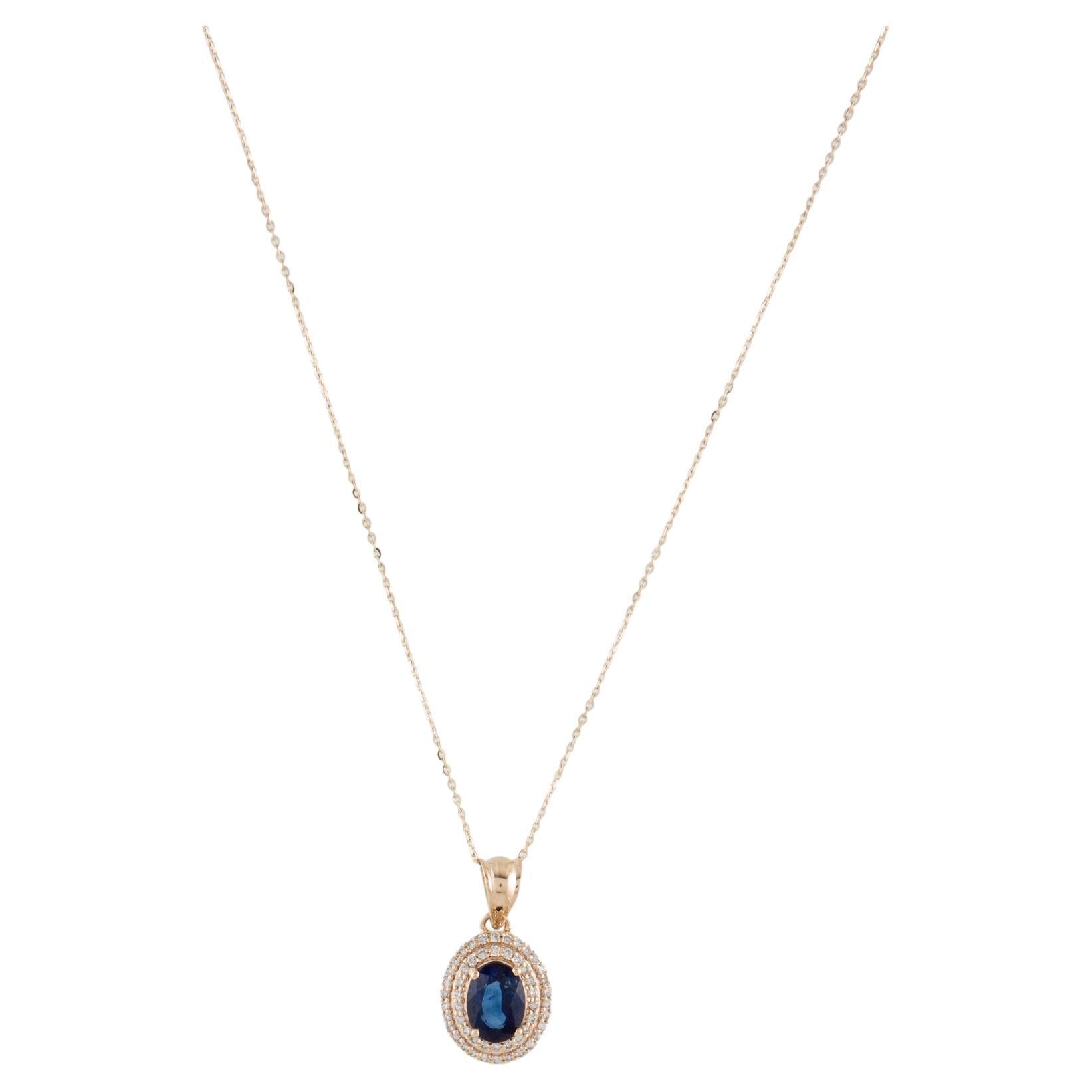 14K 1.16ct Sapphire & Diamond Pendant Necklace: Exquisite Luxury, Timeless Piece For Sale