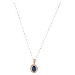 14K 1.16ct Sapphire & Diamond Pendant Necklace: Exquisite Luxury, Timeless Piece