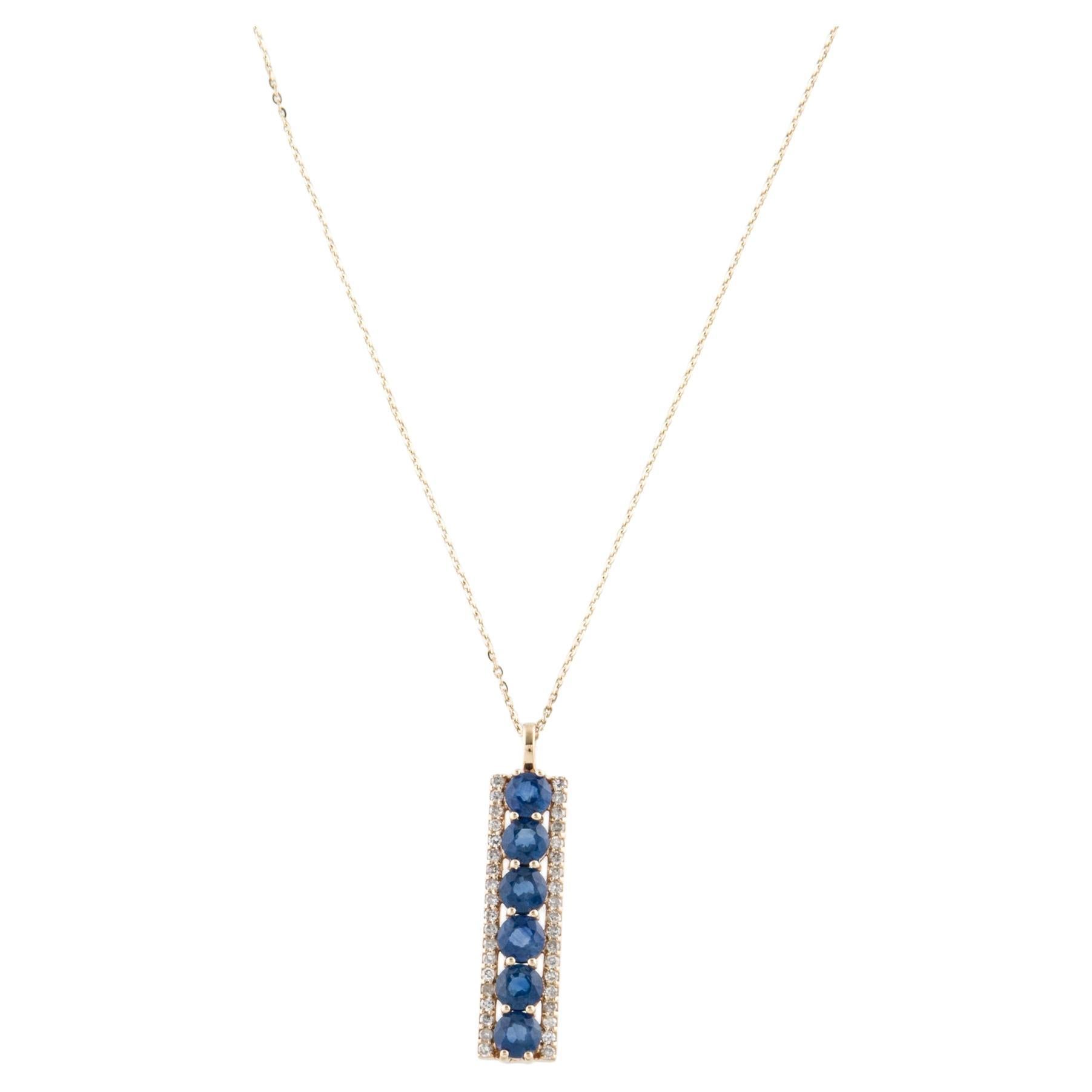 Elegant 14K Sapphire & Diamond Pendant Necklace  1.98ctw Gemstone Sparkle For Sale