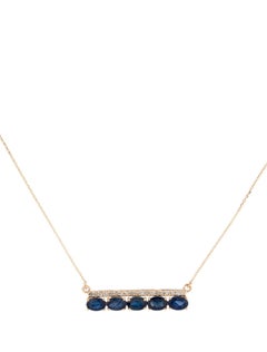 Sapphire & Diamond Bar Pendant Necklace, 14K Gold - Elegant Statement Jewelry