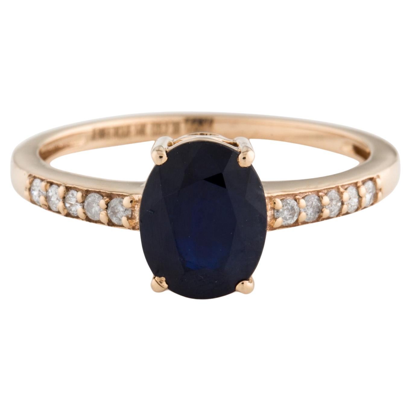 Exquisite 14K Gold 2.38ct Sapphire & Diamond Ring Size 8.75 - Statement Jewelry For Sale