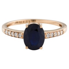 Exquisite 14K Gold 2.38ct Sapphire & Diamond Ring Size 8.75 - Statement Jewelry